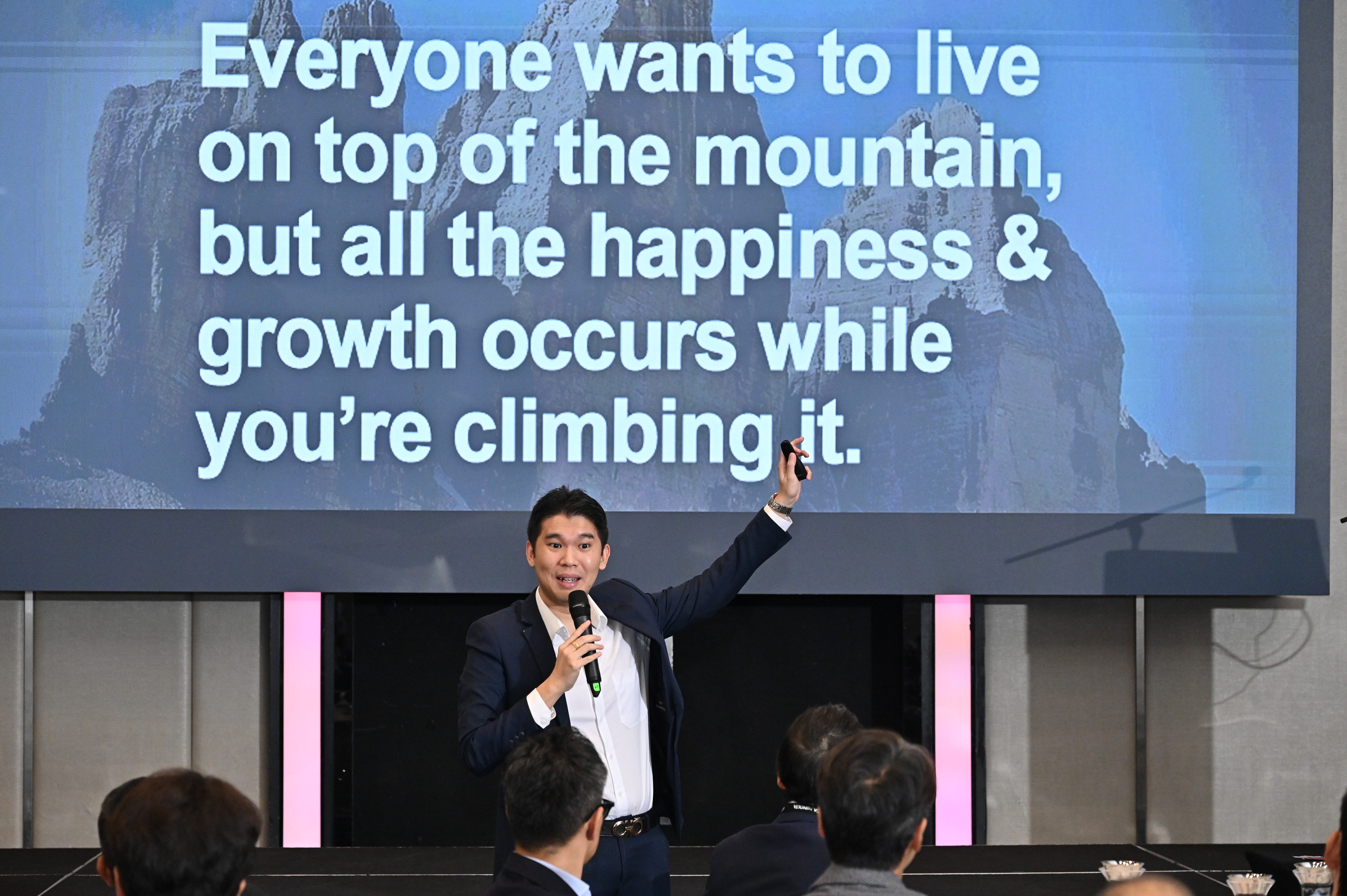 Michael Teoh keynote — happiness and growth occurs while climbing
